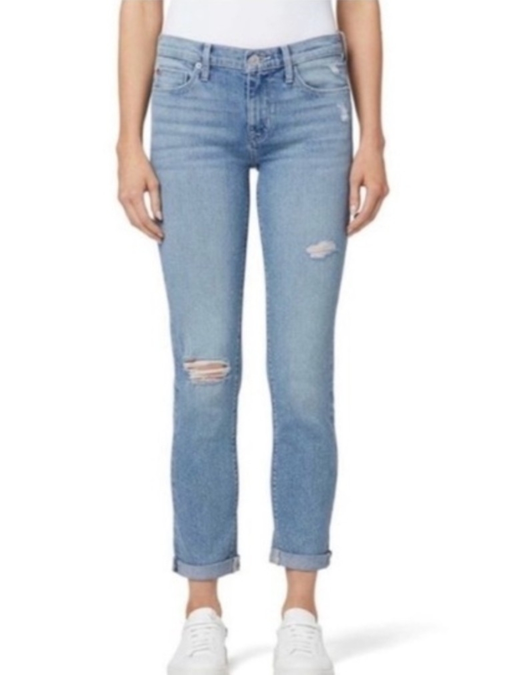 Hudson Jeans Krista Straight Crop w/Roll Cuff Light Wash Mid Rise Womens 25